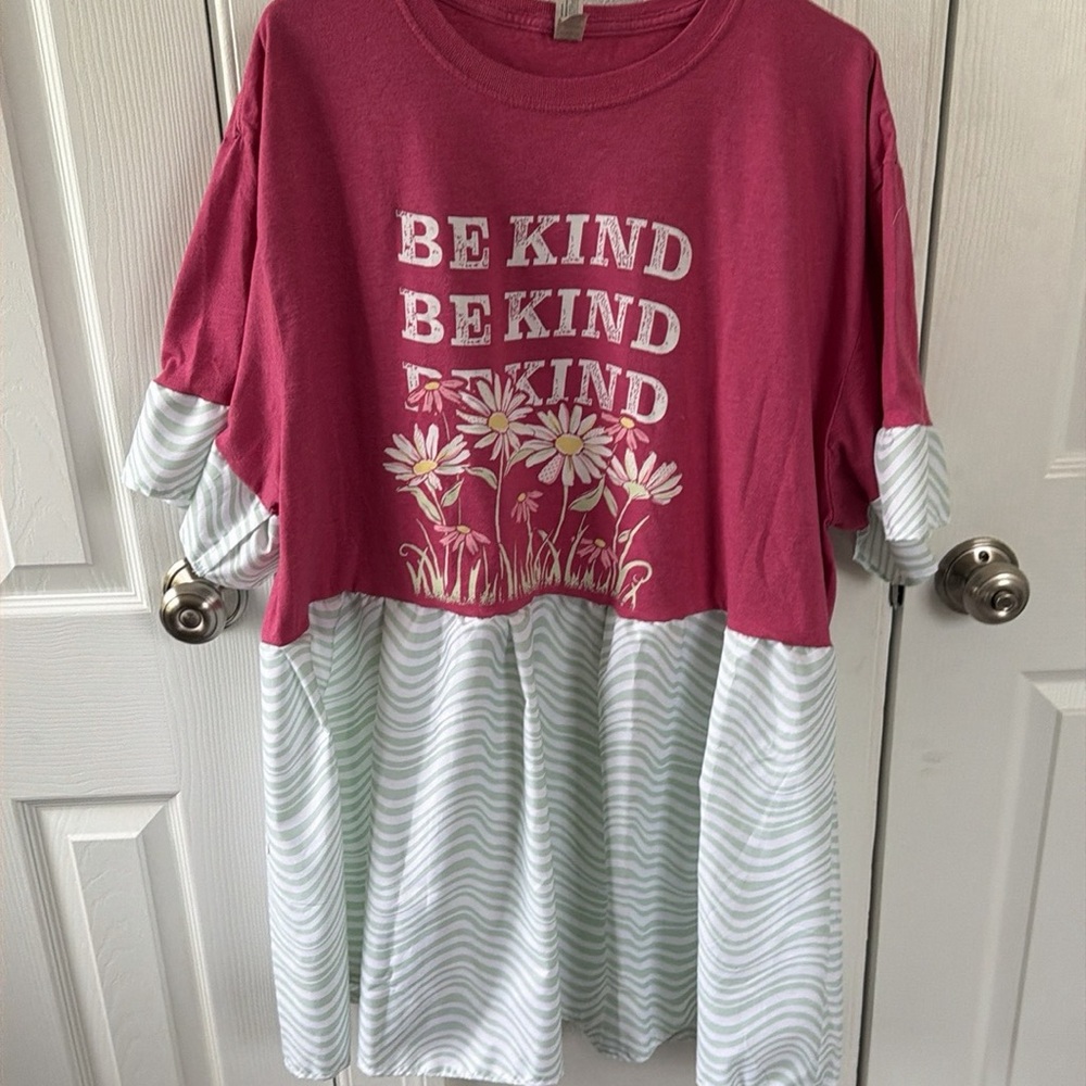 Pink and White 'Be Kind' Women's Mini Dress